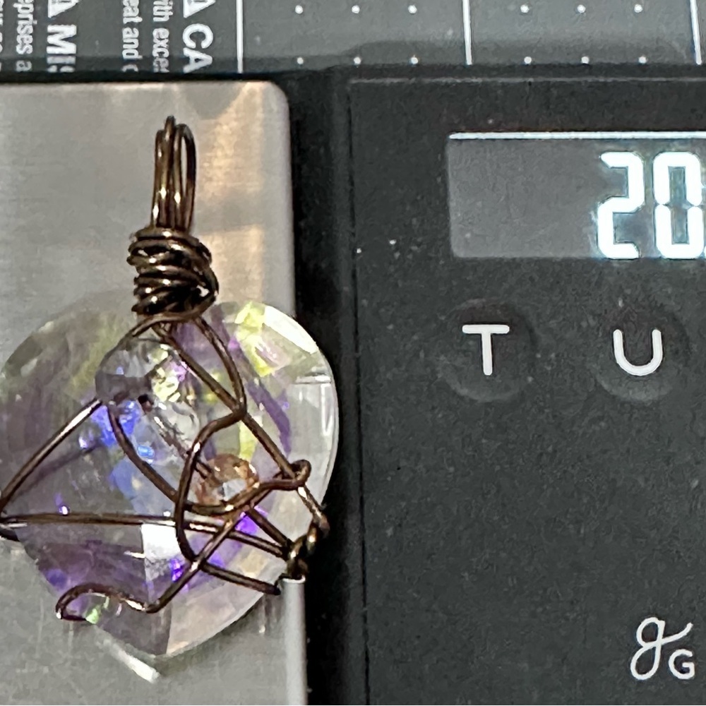 Collage Heart Crystal Glass Pendant Handmade Prism Necklace with faceted OOAK - Picture 7 of 12